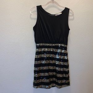 Paraella black gold sequins sleeveless mini dress